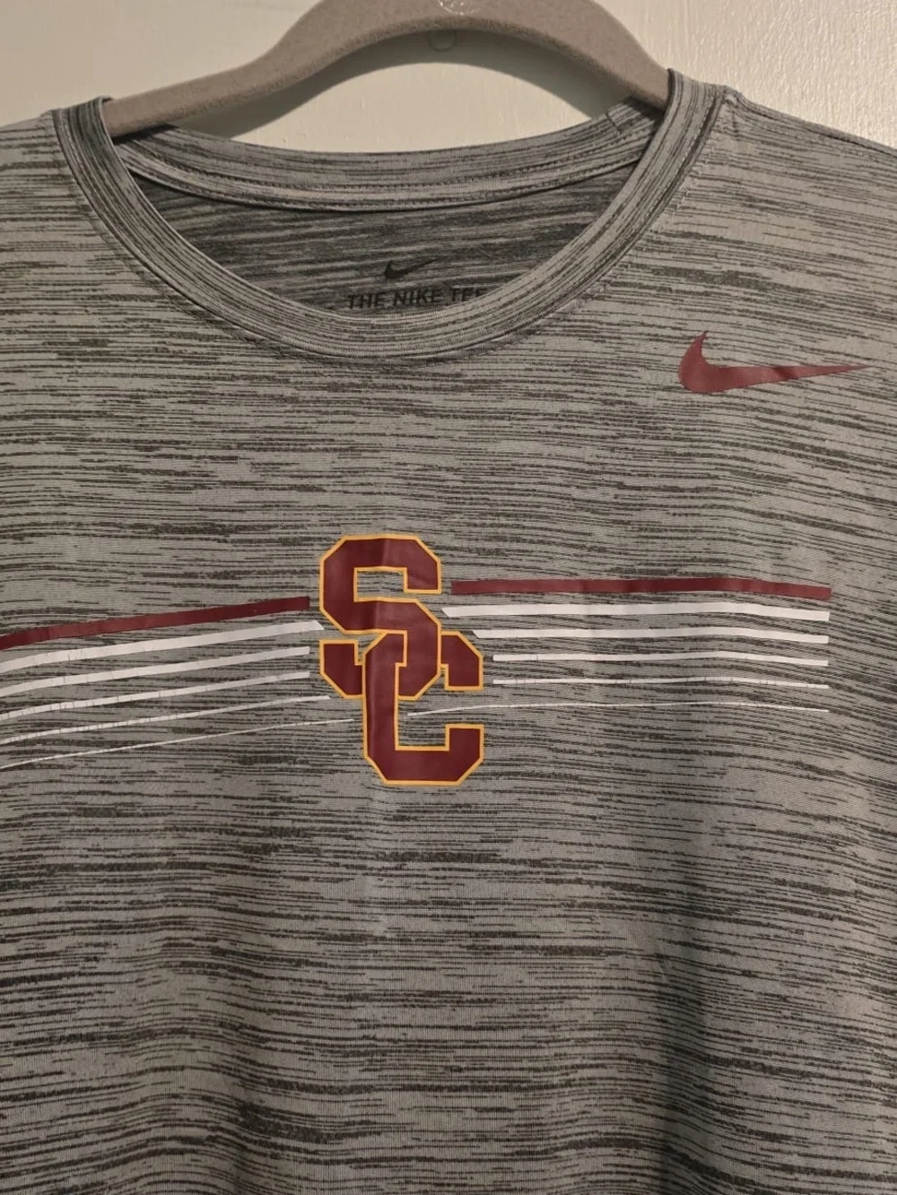 Nike Gray USC Heathered Dri-FIT Tee with Cardinal Logo